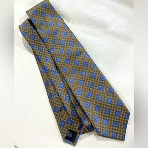 Ermenegildo Zegna Tan & Blue  Silk Tie